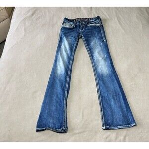 Rock Revival Hetty Bootcut Jeans Women’s Distressed Embroidered Denim 26x32